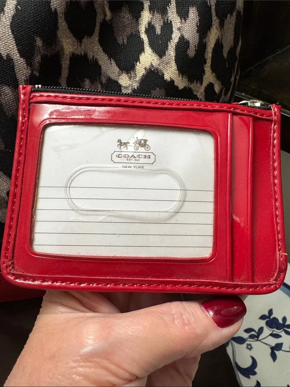 Coach Parker Leopard-Print (Ocelot) Shoulder / Hobo Bag with Red Trim